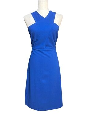 NWT Sam Edelman Cobalt Blue Cross Halter Sheath Dress Size 10